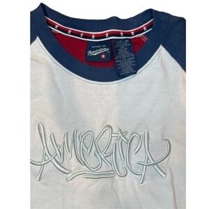Vintage Spirit Of America T-Shirt XL Embroidered Script Graffiti Colorblock USA